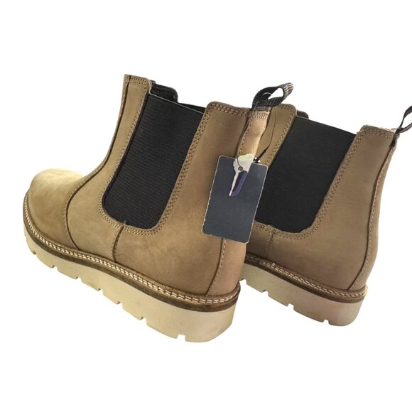 Women's Alpine Design Tan Leather Chelsea Boots With White Sole & Black Elastic - Picture 5 of 9